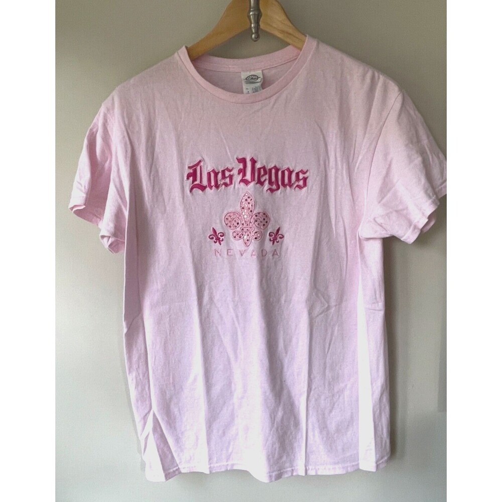 Las Vegas Nevada Women's Size M Pink Embroidered Letters T-Shirt w/Bling